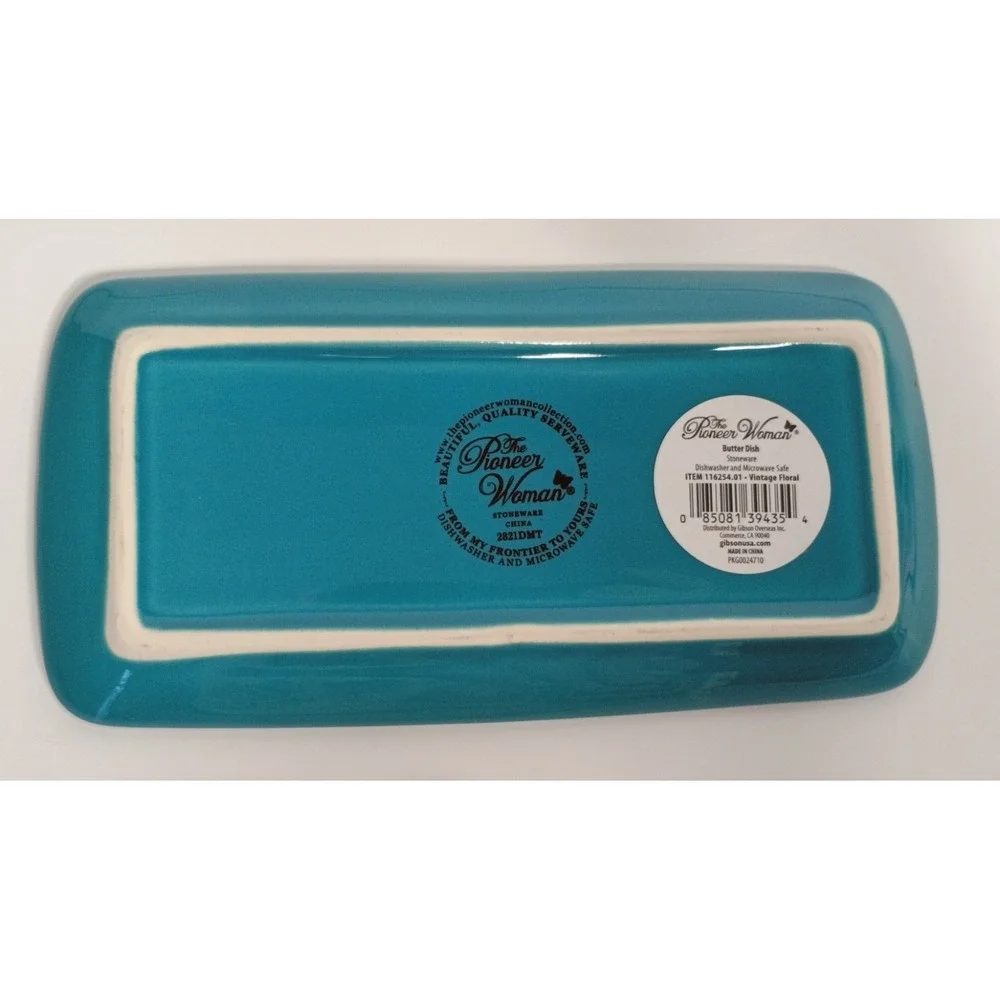 The Pioneer Woman Teal Vintage Floral Butter Dish, New With Tags